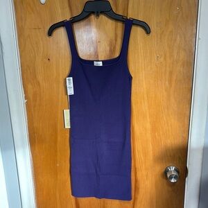 Purple Ribbed Tank Dress